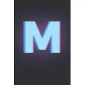 M: 3D Letter M initial Alphabet Monograme Notebook, Pretty pink & Blue letter monogramend Blank lined Note Book Journal f