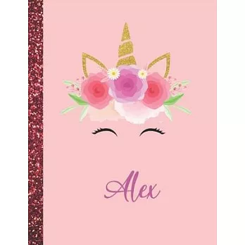 Alex: Alex Marble Size Unicorn SketchBook Personalized White Paper for Girls and Kids to Drawing and Sketching Doodle Taking