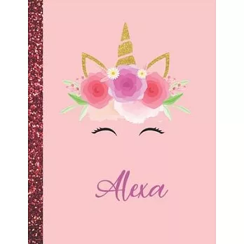 Alexa: Alexa Marble Size Unicorn SketchBook Personalized White Paper for Girls and Kids to Drawing and Sketching Doodle Takin