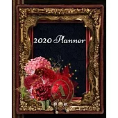 A: Letter Initial A Monogrammed Personalized Gift 2020 Weekly Planner Roses Gold Frame for Women and Girls. For Planning,