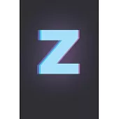 Z: 3D Letter Z initial Alphabet Monograme Notebook, Pretty pink & Blue letter monogramend Blank lined Note Book Journal f