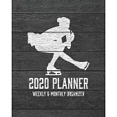2020 Planner Weekly and Monthly Organizer: Ice and Figure Skating Dark Wood Vintage Rustic Theme - Calendar Views with 130 Inspirational Quotes - Jan