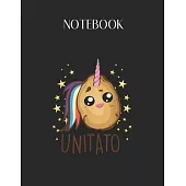 Notebook: Funny Potato Unicorn Funny Unitato Gift Lovely Composition Notes Notebook for Work Marble Size College Rule Lined for