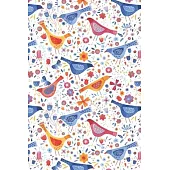 Notes: A Blank Ukulele Tab Music Notebook with Watercolor Birds in a Garden Pattern Cover Art