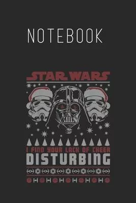 Notebook: Star Wars Darth Vader Lack Of Cheer Ugly Christmas Size Blank Pages Lined Journal Notebook with Black Cover Size 6in x