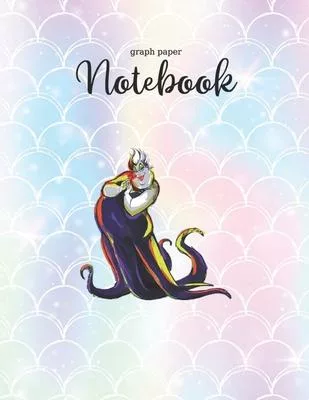 Graph Paper Notebook: Disney Little Mermaid Ariel Clam Shell Watercolor Portrait Graph Paper Grid Notebook Journal for Student Kid Girl Pers