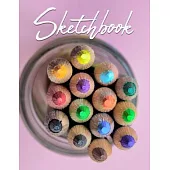 Sketchbook: Colored Pencil Photo Cover Large Blank Pages of White Paper Good for Drawing, Sketching & Doodling