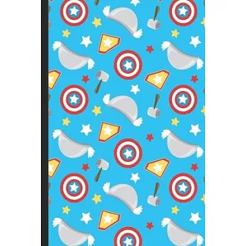 Notebook Journal: Captain Shield with America Colors and Super Hero Hats and Stars Cover Design. Perfect Gift for Boys Girls and Adults