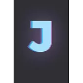 J: 3D Letter J initial Alphabet Monograme Notebook, Pretty pink & Blue letter monogramend Blank lined Note Book Journal f