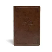 CSB Large Print Personal Size Reference Bible, Brown Celtic Cross Leathertouch, Indexed