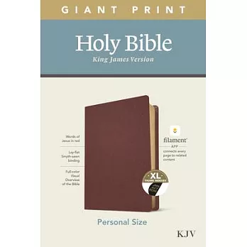 KJV Personal Size Giant Print Bible, Filament Enabled Edition (Genuine Leather, Burgundy, Indexed)
