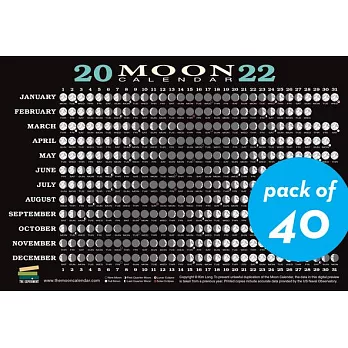 2022 Moon Calendar Card (40 Pack): Lunar Phases, Eclipses, and More!