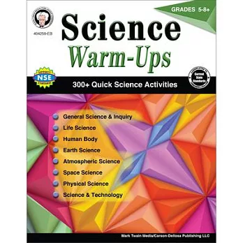 Mark Twain Science Warm-Ups Science Activity Book Grades 5-8： Science & Technology, Life, Space, Physical, and Earth Science, 5th Grade Workbooks and Up, Classroom or Homeschool Curriculum /