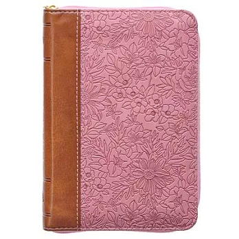 KJV Pocket Bible Two-Tone Pink/Brown with Zipper Faux Leather