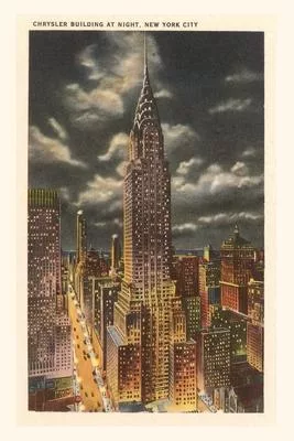 Vintage Journal Moon over Chrysler Building, New York City