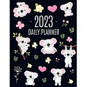 Koala Planner 2023: Australian Outback Animal Agenda: January-December Pretty Pink Butterflies & Yellow Flowers Monthly Scheduler For Work