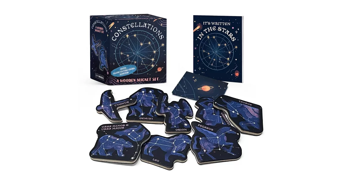 Constellations: A Wooden Magnet Set: With Fold Out Glow-In-The Dark Poster! | 拾書所
