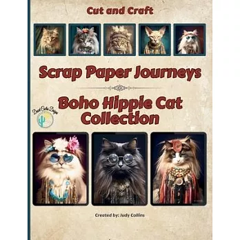 Scrap Paper Journeys - Boho Hippie Cat Collection Cut and Craft