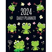 Frog Planner 2024: Funny Amphibian Monthly Agenda January-December Organizer (12 Months) Cute Green Water Animal Scheduler