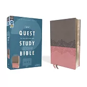 Niv, Quest Study Bible, Leathersoft, Gray/Pink, Comfort Print: The Only Q and A Study Bible