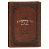 NLT Holy Bible Everyday Devotional Bible for Men New Living Translation, Vegan Leather, Brown Debossed