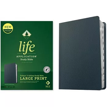 NLT Life Application Study Bible, Third Edition, Large Print (Genuine Leather, Navy Blue, Indexed, Red Letter)