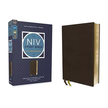 NIV Study Bible, Fully Revised Edition (Study Deeply. Believe Wholeheartedly.), Genuine Leather, Calfskin, Brown, Red Letter, Comfort Print
