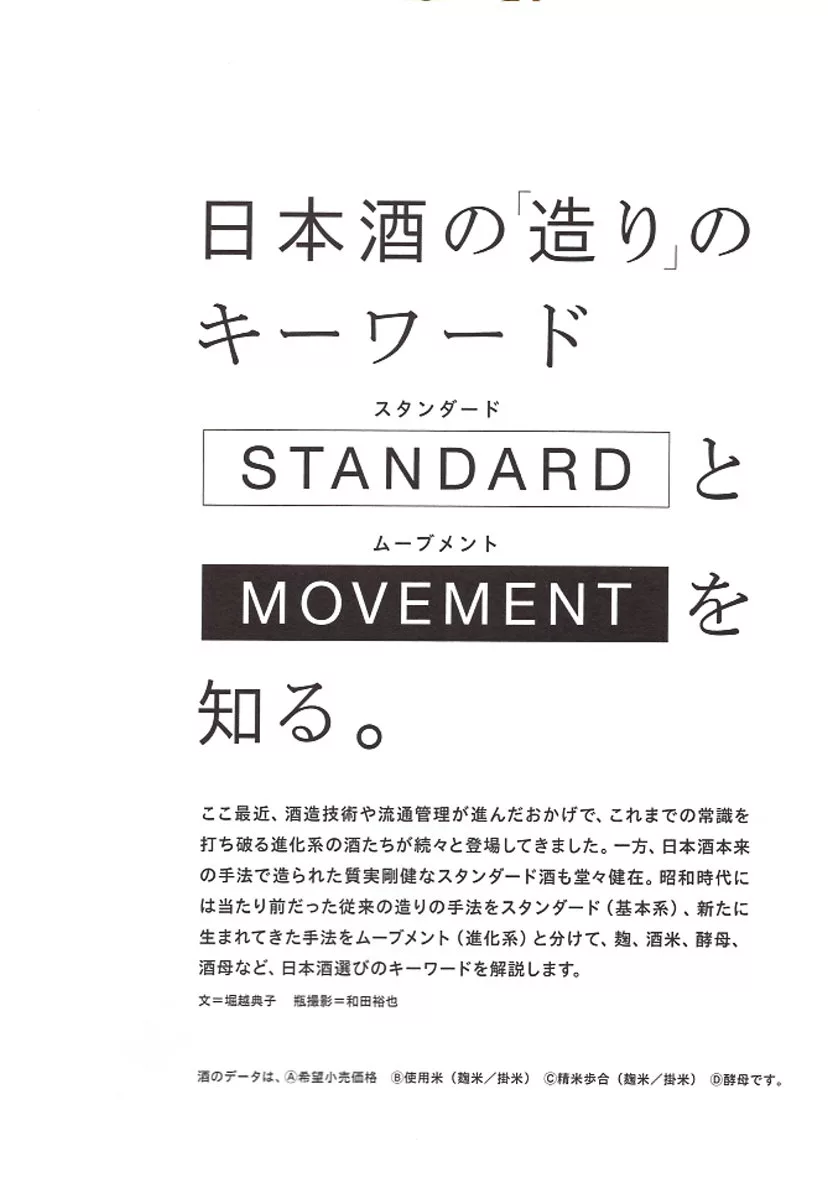 【夾頁冊】 日本酒造的關鍵字「STANDARD」與「MOVEMENT」