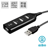 aibo Y196 延長線造型 USB2.0 HUB集線器 黑色
