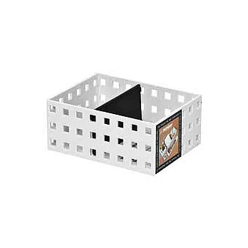 【方塊積木】小物收納6號籃(附隔板)                              本體-白色、隔