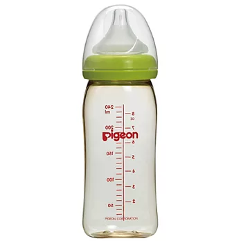 【Pigeon貝親】寬口母乳實感PPSU奶瓶240ml綠