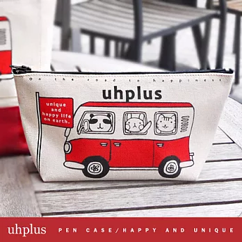 uhplus 寬底收納筆袋系列- 可愛動物巴士