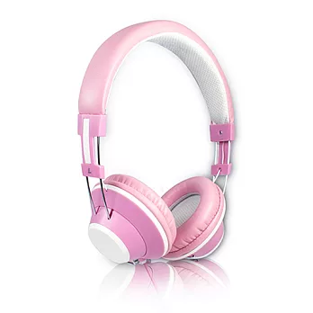 IP805 高清時尚耳罩式耳機麥克風(線控)粉白色