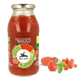 【Alce Nero尼諾】顆粒蘿勒番茄醬(500g)