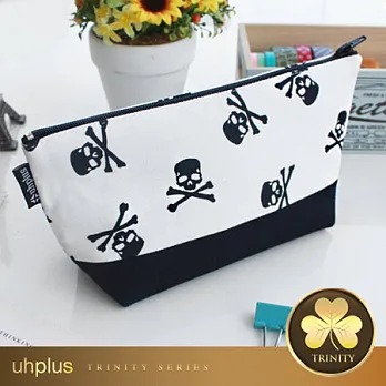 uhplus Trinity寬底筆袋- Black Skull