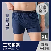 【SunFlower三花】三花5片式針織平口褲.男內褲.四角褲_XL深藍