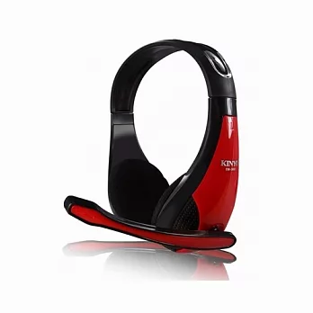 KINYO高音質頭戴式耳麥EM-3650黑紅色