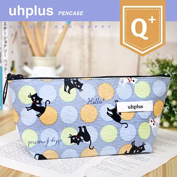 uhplus Q-plus 寬底筆袋/ 貓咪圓舞曲