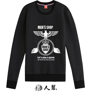 【男人幫】T5693*和老鷹一起玩刷毛厚圓領T恤黑色M號