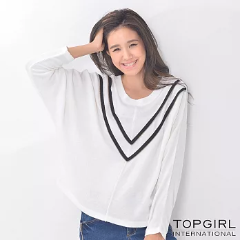 TOP GIRL-造型寬版上衣M白