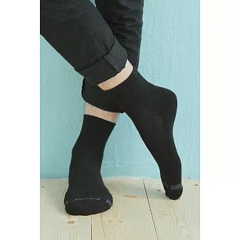 【Footer除臭襪】寬口運動逆氣流氣墊襪T12(男款)L                             黑色
