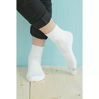 【Footer除臭襪】寬口運動逆氣流氣墊襪T12(男款)L                             白色