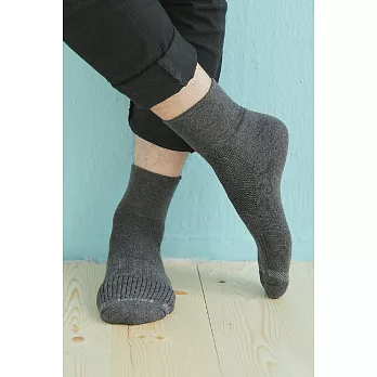 【Footer除臭襪】寬口運動逆氣流氣墊襪T12(男款)L                             深灰色