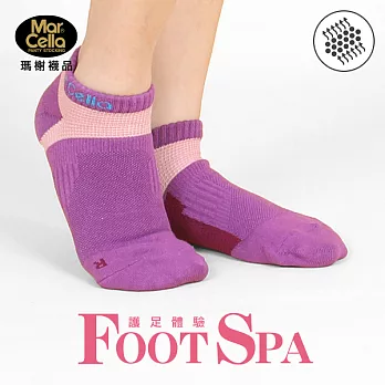 《瑪榭》Foot Spa系列．足弓腳踝加強舒適透氣機能女襪 - 台灣製M                             紫粉