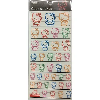 4尺寸透明貼紙-Hello Kitty彩色