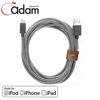 亞果元素Adam 雅仕皮革收納編織傳輸線-加長型3m(BELT-L-ZEB-3)斑馬紋斑馬紋