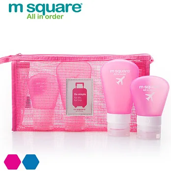 M Square 網格化妝包 L桃粉色