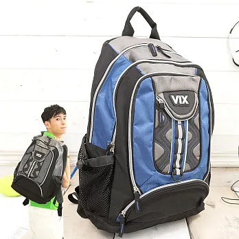 X-SPORTS 街頭浪潮‧曲線拼色波浪高壓棉運動後背包/藍(CG20435-39)