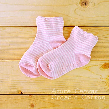 【Azure Canvas藍天畫布】有機棉 鬆口條紋襪 -粉紅條紋M粉紅條紋