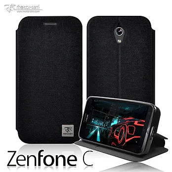 【Metal-Slim】Asus ZenFone C髮絲紋側翻站立皮套 黑